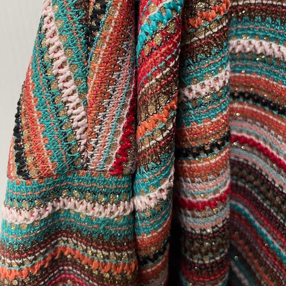 RARE Anthropologie Sparkly Orange Motif Balloon Sleeve Woven Jacket - Picture 5 of 5